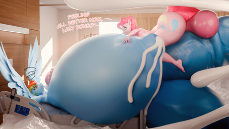 air_inflation anthro anthrofied balls balls_expansion bed big_balls big_breasts big_penis blue_body blue_eyes blue_fur bodily_fluids breast_expansion breasts cum cutie_mark duo excessive_cum excessive_genital_fluids expansion fur furniture genital_expansion genital_fluids genitals gynomorph gynomorph/gynomorph hair hospital hospital_bed huge_balls huge_breasts huge_hips huge_penis hyper hyper_balls hyper_breasts hyper_genitalia hyper_hips hyper_penis inflation intersex intersex/intersex lactating milk multicolored_hair penis penis_between_breasts pink_body pink_fur pink_hair rainbow_hair sitting_on_penis spiral spiral_eyes wide_hips wings frostbound friendship_is_magic hasbro my_little_pony mythology pinkie_pie_(mlp) rainbow_dash_(mlp) earth_pony equid equine horse mammal mythological_creature mythological_equine pegasus pony 16:9 2023 3d_(artwork) 4k absurd_res digital_media_(artwork) hi_res widescreen