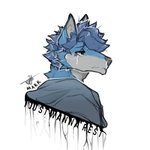 anthro blue_hair bodily_fluids clothing crying frown fur hair hoodie male messy_hair multicolored_body multicolored_fur simple_background solo tears text topwear white_background marvolk mark_(marvolk) canid canine canis mammal wolf 2019 english_text