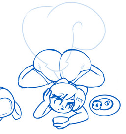 anthro backpack big_butt bottom_heavy butt cellphone clothing cookie electronics female food hair high-angle_view holding_cellphone holding_object holding_phone huge_butt loli lying on_front phone simple_background solo thick_thighs tight_clothing white_background wide_hips young young_anthro norithics gwen_mason mammal mephitid skunk 2018 blue_and_white monochrome