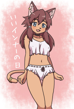 abstract_background accessory anthro bloomers blue_eyes bottomwear breasts brown_body brown_fur brown_hair camel_toe camisole clothed clothing female fur furgonomics hair jewelry kemono midriff nipple_outline open_mouth open_smile panties ring smile solo standing tail tail_accessory tail_jewelry tail_ring text underwear starman75042 gundam gundam_build_divers_re:rise maiya_(gundam_build_divers_re:rise) domestic_cat felid feline felis mammal japanese_text