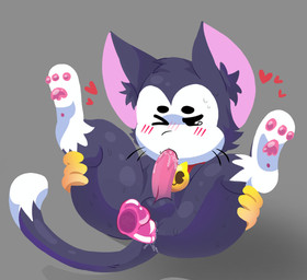 anal anal_penetration anthro autofellatio balls bell bell_collar blush blush_lines bodily_fluids collar genital_fluids genitals heart_symbol holding_both_legs humanoid_genitalia humanoid_penis looking_pleasured male masturbation oral oral_masturbation pawpads penetration penile penile_masturbation penis precum sex simple_background slim solo tail rich_trueman brawl_stars supercell_(company) kit_(brawl_stars) domestic_cat felid feline felis mammal hi_res