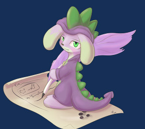 clothing feral fur green_eyes hair looking_at_viewer loose_feather male quill scroll simple_background solo transparent_background alasou friendship_is_magic hasbro my_little_pony spike_(mlp) lagomorph leporid mammal rabbit alpha_channel digital_media_(artwork) hi_res