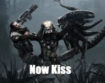 ambiguous_gender asphyxiation assault_rifle choking group gun humor male pulse_rifle ranged_weapon rifle strangling tail text weapon unknown_artist alien_(franchise) alien_vs._predator_(franchise) now_kiss predator_(franchise) alien human humanoid mammal xenomorph yautja english_text image_macro impact_(font) lol_comments meme