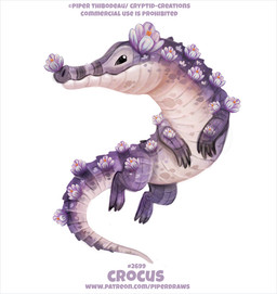 ambiguous_gender beady_eyes black_eyes claws crocus_(flower) feral flower humor plant pun purple_body purple_scales scales simple_background solo tan_body tan_scales text visual_pun white_background piper_thibodeau crocodile crocodilian reptile scalie digital_media_(artwork) digital_painting_(artwork) english_text painting_(artwork) url