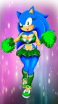 absurd_res anthro big_breasts breasts cheerleader cheerleading_pose clothed clothing crossgender eulipotyphlan female front_view green_eyes hedgehog hi_res lipstick logo looking_at_viewer makeup mammal microsoft mtf_crossgender pose sega smile smiling_at_viewer solo sonic_the_hedgehog sonic_the_hedgehog_(series) the_knight xbox xbox_game_studios