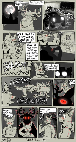 anthro car dialogue drinking driving drunk forest full_moon growth male moon night plant profanity red_moon road screaming size_difference size_transformation substance_intoxication text transformation tree vehicle arkailart family_guy_death_pose voretober voretober_2025 canid canine canis cervine deer dobermann domestic_dog mammal pinscher werecreature absurd_res comic english_text hi_res meme sequence