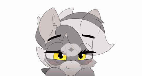 ambiguous_form female feral fur grey_body grey_fur grey_hair hair kiss_mark kissing kissing_pov looking_at_viewer semi-anthro simple_background solo white_background yellow_eyes n0nnny hasbro my_little_pony bandy_cyoot equid equine horse mammal pony 2019 2d_animation animated digital_media_(artwork) frame_by_frame hi_res