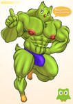 abs anthro barazoku bulge cursed detailed_bulge genital_outline male mascot muscular muscular_anthro muscular_male pecs penis_outline professor solo wardraws duolingo duo_(duolingo) avian bird owl absurd_res hi_res