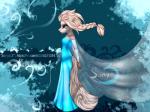 5_fingers abstract_background anthro blonde_hair blue_eyes braided_hair breasts cape clothed clothing dress facial_markings female fingers fluffy fluffy_tail fur hair head_markings markings pink_nose side_view solo standing tail tan_body tan_fur almos-tiroshi disney frozen_(disney) elsa_(frozen) felid mammal 4:3