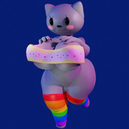 4_fingers :3 anthro big_breasts black_eyes black_nose blue_background blush blush_stickers bottomless bottomless_anthro bottomless_female breasts clothed clothed_anthro clothed_female clothing eyelashes female female_anthro fingers fur genitals grey_body grey_breasts grey_ears grey_fur huge_breasts humanoid_genitalia humanoid_vulva legwear multicolored_clothing multicolored_legwear multicolored_stockings multicolored_thigh_highs pink_blush pink_vulva rainbow_clothing rainbow_legwear rainbow_stockings rainbow_thigh_highs shortstack shortstack_female simple_background smile solo stockings thick_thighs thigh_highs topwear vulva wide_hipped_anthro wide_hipped_female wide_hips fanfurry nyan_cat_(copyright) nyan_cat domestic_cat felid feline felis mammal 1:1 2023 3d_(artwork) digital_media_(artwork) meme