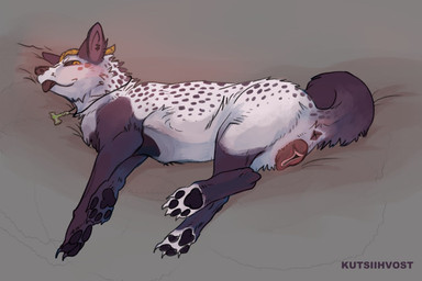 anatomically_correct anatomically_correct_genitalia anatomically_correct_vulva andromorph animal_genitalia animal_vulva anus canine_genitalia canine_vulva female female_feral feral genitals horn intersex looking_at_viewer pawpads solo tongue tongue_out vulva kutsiihvost lykio canid canine canis fox hybrid mammal succubus wolf