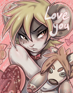 anthro blonde_hair blush blush_lines brown_body brown_eyes brown_fur candy collar collar_only dessert femboy food fur hair holidays hug hugging_object hugging_plushie lips male markings nude pink_nose plushie solo spots spotted_body spotted_fur submissive submissive_male text toy tsundere rogbiejoke valentine's_day buddy_cassini mammal murid murine rat rodent digital_media_(artwork) hi_res icon portrait procreate_(artwork)