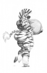 anthro biceps big_breasts black_nipples breasts butt female huge_breasts hyper hyper_breasts muscular muscular_anthro muscular_female nipples simple_background solo stripes tail white_background ffuffle equid equine mammal zebra hi_res monochrome