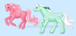 blue_background blue_eyes cutie_mark duo feathering female female_feral feral fur green_body green_fur green_hooves hair heart_(marking) heart_symbol hooves long_mane long_tail mane markings pink_body pink_hair pink_mane pink_tail pre-g4 quadruped realistic side_view simple_background tail text unguligrade white_hair white_tail lazyjenny hasbro mlp_g1 mlp_g3 my_little_pony ice_crystal_(mlp) pinkie_pie_(g3) earth_pony equid equine horse mammal pony 2008 colored crossover digital_drawing_(artwork) digital_media_(artwork) english_description url