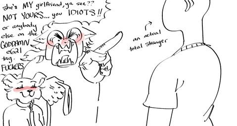 angry anthro bdsm blush breaking_the_fourth_wall comedic duo female female/female holding_leash holding_object leash petplay roleplay text toony yelling sepulturegirl beastars juno_(beastars) sophia_(sepulture_girl) canid canine human mammal black_and_white monochrome sketch trans_(lore) trans_woman_(lore)