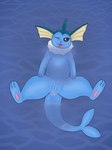 anus blue_body eyelashes female feral fin frill_(anatomy) genitals neck_frill one_eye_closed pawpads pussy solo spread_legs spreading tail water majika nintendo pokemon eeveelution generation_1_pokemon marine pokemon_(species) vaporeon