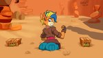 16:9 activision anthro bandicoot bottomwear bubble butt clenched_teeth clothing crash_bandicoot_(series) crate denim denim_bottomwear denim_clothing ear_piercing ear_ring female food fruit fur gameplay_mechanics half-length_portrait hefess hi_res jacket jeans looking_at_viewer looking_back mammal marsupial pants peril piercing pirate_tawna plant portrait quicksand ring_piercing shirt sinking solo teeth topwear widescreen wumpa_fruit