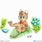 butt butt_grab female feral flower fur grass hand_on_butt legs_together pawpads paws plant shy smile solo spread_legs spreading tail text tongue yordraw don_bluth patreon the_secret_of_nimh mrs._brisby mammal murid murine rodent wood_mouse 1:1 hi_res url