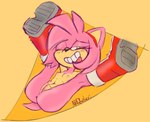 accessory anthro anus breasts erect_nipples female genitals green_eyes grin hair_accessory hairband legs_up mostly_nude mostly_nude_female nipples one_eye_closed pink_body pussy silly_face small_breasts smile solo tail tan_body tan_skin tongue tongue_out quiluxar sega sonic_the_hedgehog_(series) amy_rose eulipotyphlan hedgehog mammal