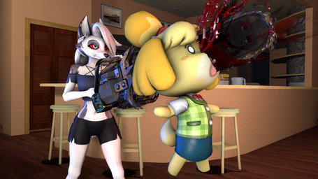 anthro blood bodily_fluids chainsaw clothed clothing detailed_background duo female fur gore hair hate_art horror_(theme) imminent_death inside killing power_tool red_sclera screaming snuff tail teeth tools weapon kyleroo animal_crossing doom_(series) hellaverse helluva_boss id_software microsoft mythology nintendo isabelle_(animal_crossing) loona_(helluva_boss) canid canid_demon canine canis demon domestic_dog hellhound mammal mythological_canine mythological_creature 16:9 3d_(artwork) crossover digital_media_(artwork) hi_res source_filmmaker_(artwork) widescreen