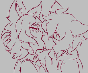 blush blush_lines duo ear_piercing extreme_french_kiss french_kissing holding_head kissing licking_tongue male male/male oral oral_penetration penetration piercing tongue tongue_out ungulatr lock_(lockgarrison) scraps_(bigscraps) canid canine canis domestic_cat felid feline felis humanoid mammal tabby_cat wolf 2d_animation animated frame_by_frame no_sound short_playtime video