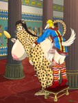 5_fingers 5_toes achaemenid anthro anthro_on_anthro anthro_penetrated anthro_penetrating anthro_penetrating_anthro anus balls bent_over big_balls big_breasts big_penis black_hair black_nose bodily_fluids bottomwear bottomwear_down bracelet braided_hair breasts bronze_(metal) bronze_mirror butt clothed clothed/nude clothed_male clothing crown duo ear_piercing ear_ring feet female female_penetrated fingers footwear from_behind_position fur genitals green_eyes hair hat headgear headwear holding_mirror holding_object huge_balls huge_breasts huge_penis humanoid_feet humanoid_hands jewelry looking_pleasured male male/female male_penetrating male_penetrating_female markings mirror nipples nude nude_anthro nude_female open_mouth open_smile pants pants_down partially_clothed penetration penile penile_penetration penis penis_in_pussy persian_(culture) piercing plantigrade pussy ring_piercing sex shirt shoes smile spots spotted_body spotted_fur standing standing_doggystyle standing_sex toes tongue topwear tunic vaginal vaginal_penetration white_body white_fur yellow_body yellow_fur ohs688 amastri vidarna canid canine canis cheetah domestic_dog felid feline hunting_dog mammal saluki sighthound 2025 absurd_res digital_media_(artwork) hi_res