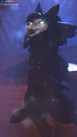 abs anthro athletic athletic_anthro athletic_male black_body black_fur black_hair fur genitals glowing glowing_eyes hair knot knotted_penis long_hair long_tongue male night nude nude_anthro nude_male penis slim small_waist smile solo tail thick_thighs tongue tongue_out samtrix da.nilkaz_(modeler) scp_foundation scp-1471-a scp-1471-a_(da.nilkaz) canid canine canis malo mammal wolf 3d_(artwork) 4k 9:16 absurd_res digital_media_(artwork) hi_res