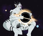 anthro balls black_hole bodily_fluids cum ear_piercing ear_ring genital_fluids genitals hair horn macro male nude penetration piercing planet ring_piercing solo space star tail tongue tongue_out stardustspears mythology dragon mythological_creature mythological_scalie scalie