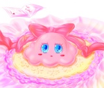 accessory blue_eyes bow_(feature) bow_accessory bow_ribbon female hair_accessory hair_bow hair_ribbon high-angle_view lace looking_at_viewer pillow ribbons solo violetmeteor kirby_(series) nintendo chuchu_(kirby) cephalopod coleoid marine mollusk octopodiform