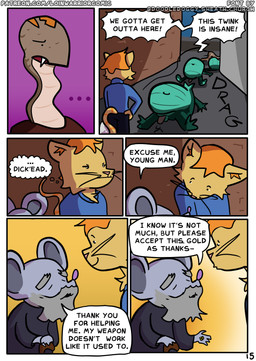 alley anthro balls bodily_fluids confusion cum cum_inflation cum_inside cumflated_belly defeat dialogue dragging genital_fluids genitals inflation male penis solo text victory loin_warrior popsicle_(loin_warrior) crocodilian felid feline mammal mouse murid murine reptile rodent scalie snake absurd_res comic english_text hi_res