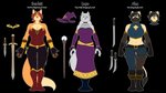 belt big_breasts breasts clothing collar corset dress fantasy female gloves group hair handwear hat headgear headwear lingerie magic_user mask melee_weapon outline rogue simple_background spiky_hair sword text topwear transparent_background wand weapon witch furrybound trevhart alex_(furrybound) lupe_(furrybound) scarlett_(furrybound) canid canine canis felid fox lion mammal pantherine wolf absurd_res alpha_channel concept_art digital_media_(artwork) english_text flat_colors full-length_portrait hi_res model_sheet portrait