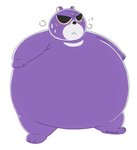 belly blush bodily_fluids obese overweight purple_body scar simple_background sweat white_background iwano bono_bono higuma_no_taishou bear black_bear mammal moon_bear ursine 2020