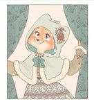 alternate_costume anthro black_nose border bow_ribbon cheek_tuft clothed clothing curtains daww dress eyelashes facial_tuft female floral_pattern flower fully_clothed fully_clothed_anthro fully_clothed_female hood plant smile solo tuft two_tone_face white_border memegmu disney robin_hood_(disney) maid_marian canid canine fox mammal red_fox true_fox signature