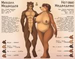 abs balls bear belly big_breasts biped breasts duo female flaccid foreskin genitals heart_symbol male mammal mikhail_(spotty_the_cheetah) natasha_(spotty_the_cheetah) nipples overweight overweight_female pecs penis pussy romantic romantic_couple russian russian_text spotty_the_cheetah text translated