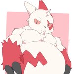 anthro biceps biped claws looking_at_viewer male musclegut muscular nipples nude pecs simple_background solo jimmiezangoo nintendo pokemon generation_3_pokemon pokemon_(species) zangoose 1:1 2022 digital_media_(artwork) hi_res