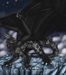 black_body claws conditional_dnp dragon european_mythology feral hi_res horn looking_at_viewer male markings membrane_(anatomy) membranous_wings mythological_creature mythological_scalie mythology nocturne_(aresues) red_eyes scalie solo tail tojo_the_thief western_dragon wings