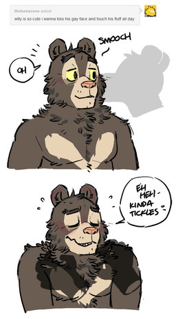 artdecade bear blush cute dialog english_text kissing male mammal sloth_bear text tickling tumblr willy_(artdecade)
Rating: Safe
Score: 4
User: thenewthing
Date: January 01, 2014