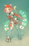 card clothed clothing collar female footwear hair rape_face red_hair sandals shoes skimpy solo tail yellow_eyes gueuzav ankama dofus wakfu ecaflip felid mammal hi_res