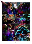aloha_shirt anthro bioluminescence black_body blood bodily_fluids bone bottomwear clothed clothing dialogue fur glowing glowing_markings hair long_ears looking_at_viewer male markings nipples open_mouth outside pants pattern_clothing pattern_shirt pattern_topwear plant shirt shorts sky solo speech_bubble teeth text tongue topwear tree chat_noir_(artist) letho_donovan cryptid lagomorph leporid mammal monster rabbit comic digital_media_(artwork) english_text hi_res