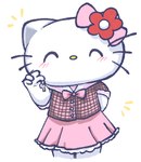 anthro blush blush_lines eyes_closed female fur holding_key holding_object key solo white_body white_fur touboutenshi hello_kitty_(series) sanrio hello_kitty_(character) domestic_cat felid feline felis mammal