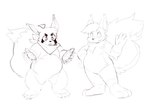 4_fingers anthro belly biped duo fingers humanoid_hands overweight simple_background white_background apricotsammi mammal rodent sciurid tree_squirrel 2022 hi_res sketch