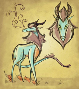 2_horns ambiguous_gender breath brown_hair brown_horn brown_mane countershade_scales countershading feet feral grass hair horn long_tail mane orange_body orange_countershading plant quadruped scales simple_background small_feet snout solo tail tail_tuft teal_body teal_ears teal_tail thin_tail tuft yellow_background artist-exhale asian_mythology east_asian_mythology mythology dragon kirin mythological_creature mythological_scalie scalie 2024 colored english_description full-length_portrait headshot_portrait hi_res multiple_images portrait