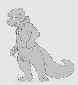 anthro balls bodily_fluids bottomless bottomless_anthro bottomless_male clothed clothing cum cum_on_feet cum_on_leg cum_on_self cum_string excessive_genital_fluids excessive_precum feet genital_fluids genitals leaking_precum looking_at_viewer male masturbation navel penile penile_masturbation penis precum scarf slightly_chubby slightly_chubby_anthro slightly_chubby_male small_penis solo standing verdantotter mammal mustelid otter 2026 digital_drawing_(artwork) digital_media_(artwork) english_description hi_res