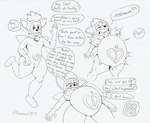 absurd_res anthro belly big_belly big_breasts breasts canid canine canis chihuahua chip_(sonic) clenched_teeth deity dialogue domestic_dog femboy hi_res lovemet123_(lovemet_room) lying male mammal nipples offscreen_character on_back pregnant pregnant_anthro pregnant_male rapid_pregnancy roman_numeral sega sketch smile solo sonic_the_hedgehog_(series) sonic_unleashed speech_bubble tattoo teeth toy_dog wings womb_tattoo