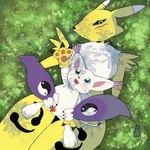 anthro female female/female fiosapito bandai_namco digimon digimon_ghost_game canid canine digimon_(species) felid feline gatomon mammal renamon 1:1 hi_res