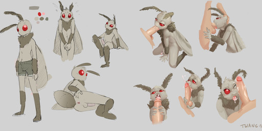 antennae_(anatomy) anthro anus backsack ball_fondling ball_grab balls big_balls big_penis blush bodily_fluids bottomwear butt clothing covering covering_self cum cum_in_mouth cum_inside cum_on_face cum_on_penis cumshot deep_throat duo ejaculation embarrassed erection faceless_character faceless_male fellatio fondling foreskin fur genital_fluids genitals glans half-closed_eyes hand_on_butt hand_on_head humanoid_genitalia humanoid_penis insect_wings interspecies kneeling licking looking_at_viewer looking_back lying male male/male male_penetrating masturbation messy narrowed_eyes nude on_side one_eye_closed open_mouth oral oral_penetration orgasm penetration penile penile_masturbation penis penis_grab penis_size_difference red_eyes retracted_foreskin saliva sex shorts spread_anus spread_butt spreading sweat thick_penis tongue tongue_out vein wings twang rowan_(twang) arthropod human insect lepidopteran mammal moth 2017 comic digital_media_(artwork) hi_res model_sheet