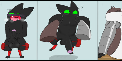 amputee anal anal_penetration anthro anus balls black_body black_border black_fur blush bodily_fluids border breath brown_body brown_fur butt cape clothed clothing clothing_aside cross-popping_vein cybernetics disability duo eyes_closed fellatio fur furniture genital_fluids genitals green_sclera hand_on_back hand_on_balls hand_on_chest hand_on_leg hand_on_penis heart_symbol looking_at_viewer looking_pleasured machine male male/male masturbation missing_arm nude oral panting penetration penile penile_masturbation penis precum presenting presenting_anus presenting_hindquarters red_clothing sex shaking simple_background sitting size_difference sweat table tongue tongue_out topless undressing vein whiskers white_body white_fur da~blueguy cartoon_network mao_mao:_heroes_of_pure_heart badgerclops sheriff_mao_mao_mao badger domestic_cat felid feline felis mammal mustelid musteline absurd_res digital_drawing_(artwork) digital_media_(artwork) hi_res long_image wide_image widescreen