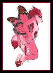 anthro black_border border breasts butt dildo dildo_sitting dipstick_tail female fur genitals hair insect_wings looking_at_viewer looking_back markings masturbation nude penetration pink_body pink_fur pussy red_eyes red_hair sex_toy side_boob solo spread_butt spreading tail tail_markings toying_self vaginal vaginal_masturbation vaginal_penetration wings luthien_nightwolf maraschino arthropod butterfly butterfly_furry canid canine canis hybrid insect lepidopteran mammal wolf 2012 traditional_media_(artwork)