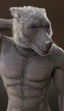 anthro fur hand_behind_head looking_at_viewer male muscular muscular_anthro muscular_male nude pecs realistic_fur scar simple_background smile solo no-name-no-problem elden_ring fromsoftware blaidd_(elden_ring) canid canine canis mammal wolf 3d_(artwork) absurd_res digital_media_(artwork) hi_res