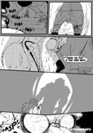 anthro bear breath camping_tent comic duo english_text hi_res male male/male mammal monochrome panting ryusuke573 sasquatch scared surprised_expression tent text thought_bubble